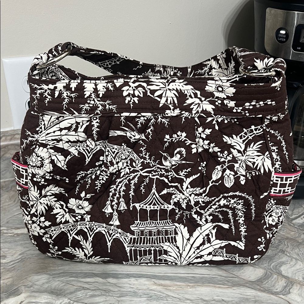 Vera Bradley Quilted Brown & White Floral Tote Bag
